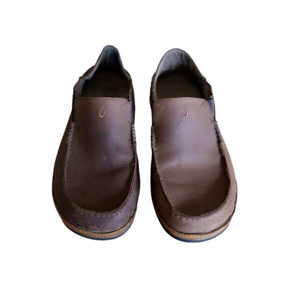 Olukai Men's Moloa Brown Leather Slip On Shoes Size 10 Loafers Boat Shoes - Picture 5 of 11